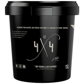 Peinture tout terrain mur plafond Peinture intérieur extérieur polyvalente Finition mate esthétique Peinture impression finition Opacité élevée blancheur lumineuse Résistance salissure effet perlant Peinture économique multi-support Le 4x4 by Peintea Peinture durable facile entretien rendu peinture professionnelle