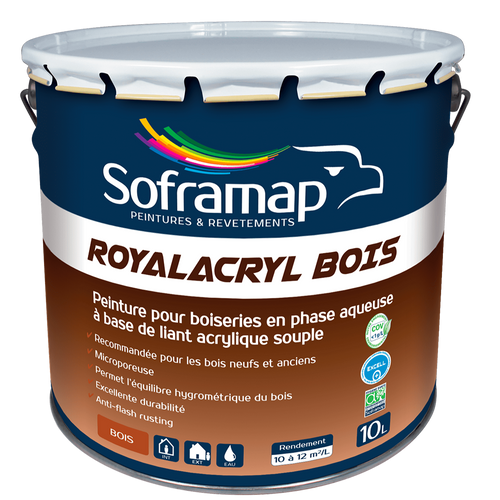 Peinture boiseries acrylique souple Protection bois intérieur extérieur Peinture microporeuse bois Durabilité boiseries peinture Royalacryl Bois anti-flash rusting Label Excell Plus peinture bois Peinture boiseries Château Versailles Peinture bois résistante intempéries Peinture boiseries haute qualité Royalacryl Bois rénovation décoration